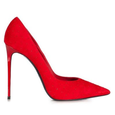 Zapatos gamuza roja y cristales de Le Silla